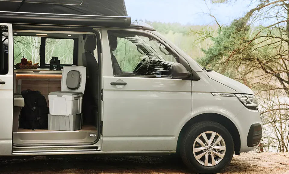 Camper van with mobile TROBOLO toilet