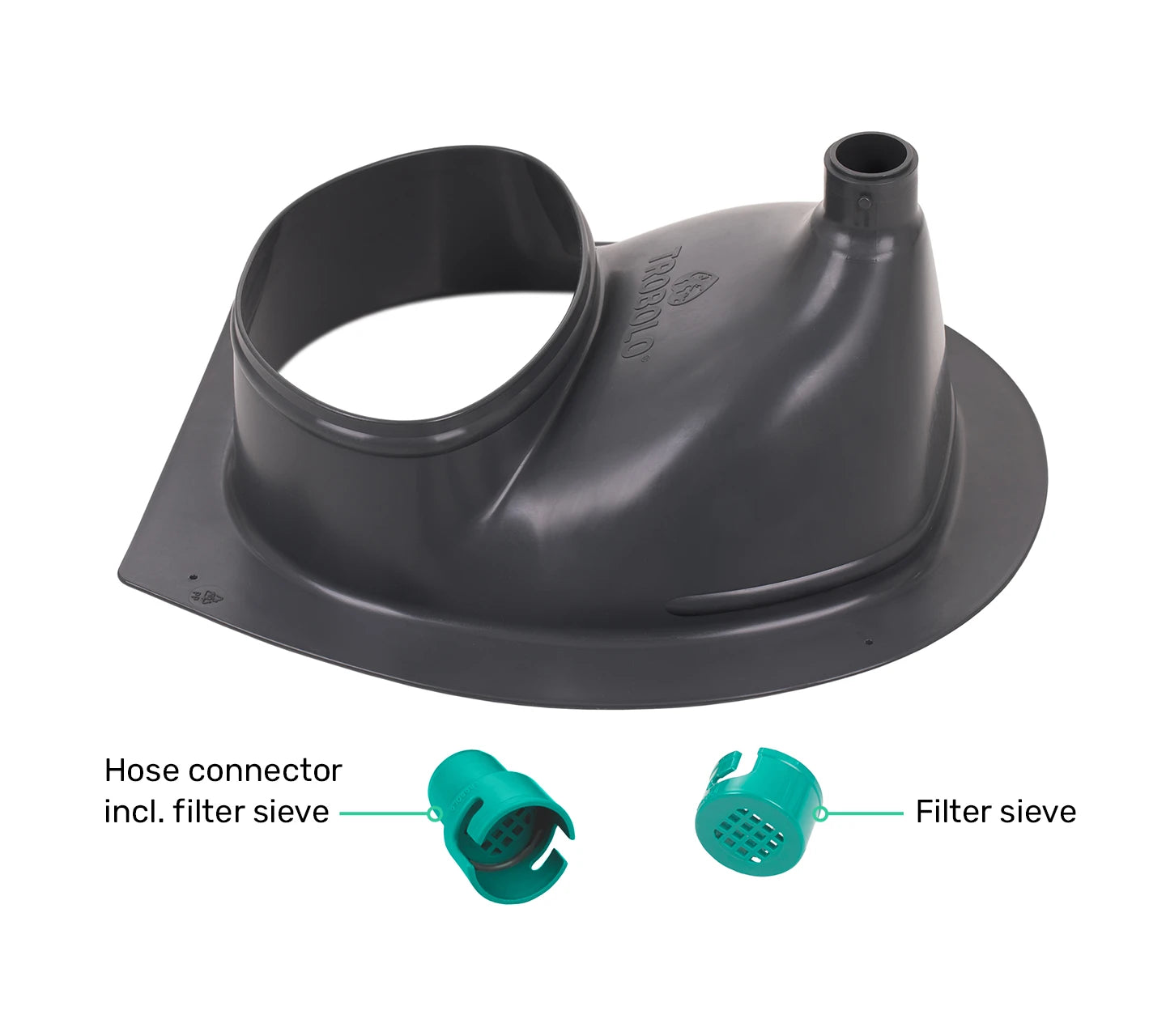 TROBOLO gray composting toilet insert – filter sieve and hose connector