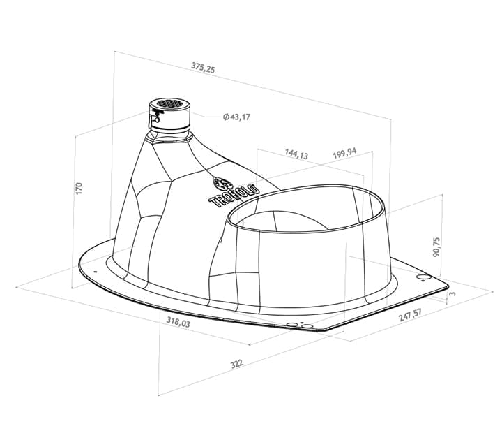 TROBOLO composting toilet insert, technical drawing