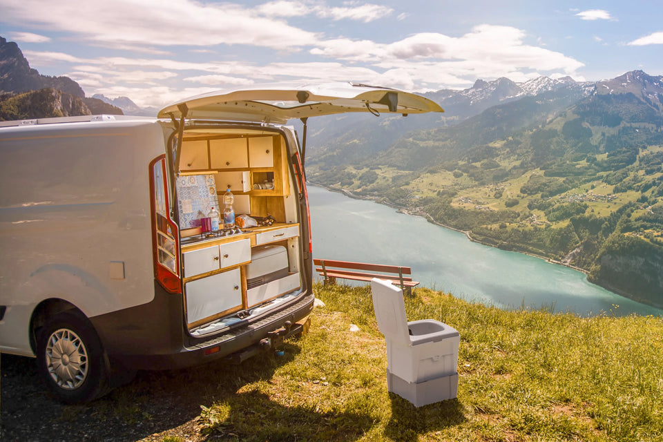 TROBOLO Urine diverting toilet next to van